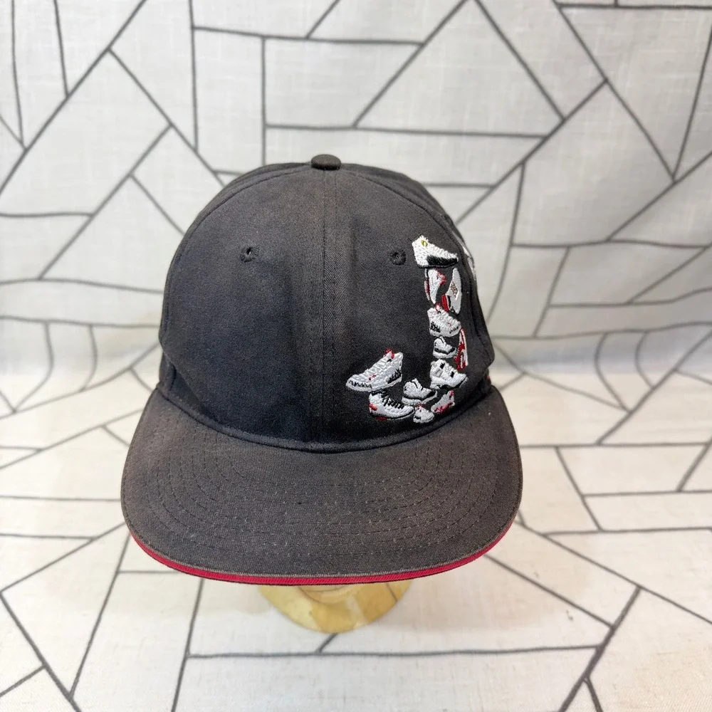 Jordan Fitted Baseball Hat 8/20 Black Sneaker Shoes Graphic J Logo Cap Jumpman